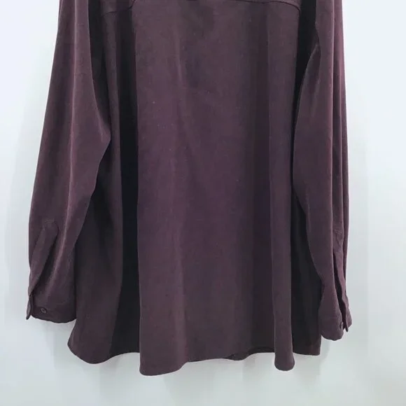 Vintage Bigshirt 3X Oversize Shirt Burgundy Moleskin Stretch Lycra Tunic Length - Picture 6 of 11